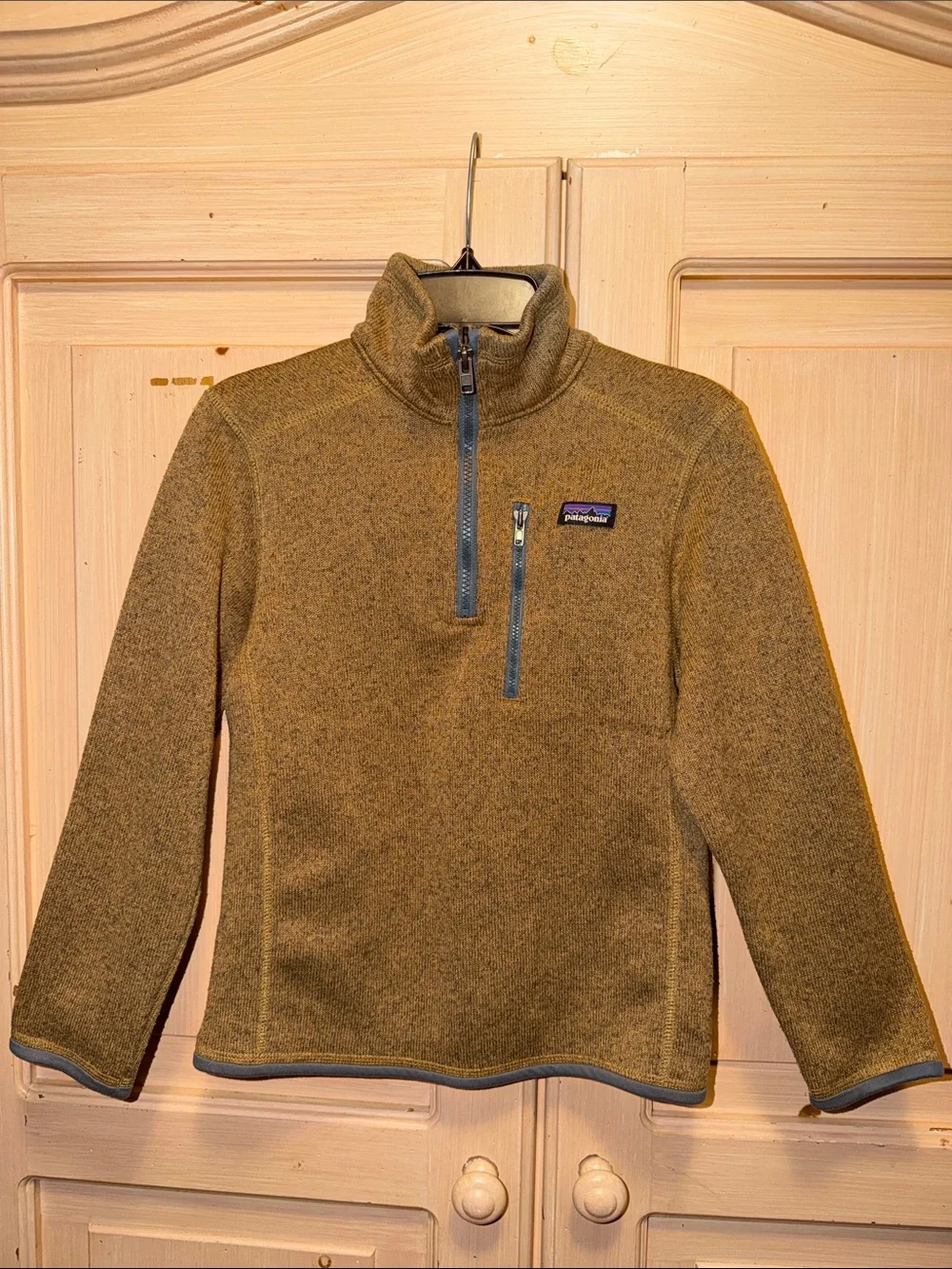 Patagonia Kids Olive Green Heather Quarter-Zip Fleece